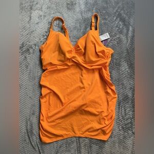 NWT Cacique Underwire Balconette‎ Orange Swim Tankini Top 42D